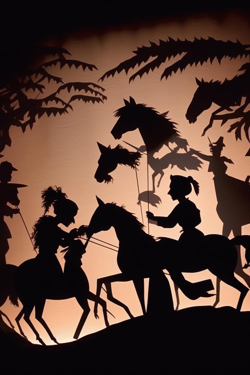 00412-3302307451-_lora_Lotte Reinige Style_1_Lotte Reinige Style - Shadow puppetry, an Ottoman riding wild horses through a mountain.png